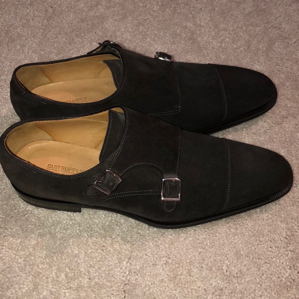BRAND NEW SuitSupply suede monk strap shoes